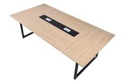 Conference Table, 2400 mm Office Meeting Table for 10 Person, Modern Rectangle Seminar Desk with Metal Legs, Large Meeting Desk Ideal for Office