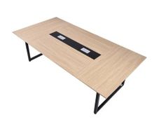 Conference Table, 2400 mm Office Meeting Table for 10 Person, Modern Rectangle Seminar Desk with Metal Legs, Large Meeting Desk Ideal for Office