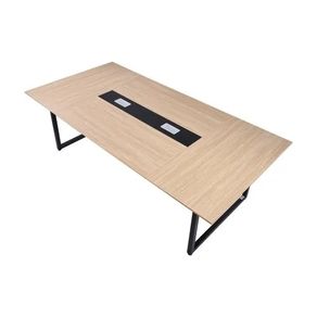 Conference Table, 2400 mm Office Meeting Table for 10 Person, Modern Rectangle Seminar Desk with Metal Legs, Large Meeting Desk Ideal for Office