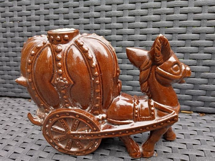 Vintage Donkey Cart Flask, slight damage
