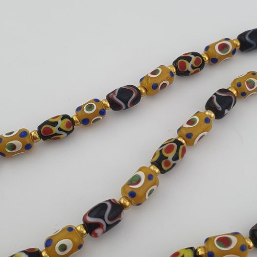 Vintage Venetian style Eyes Glass & Old Face Pendant Glass Beads Necklace