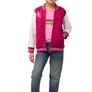 American Girl Star Squad berry coloured Varsity Jacket with white faux-leather sleeves Size M EUC Image 6