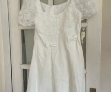 White Coquette Mini Dress with 3D Roses & Bows