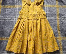 Vintage Style Next Girls Yellow Ditsy Floral Pleated Dress (3-4 Yrs)