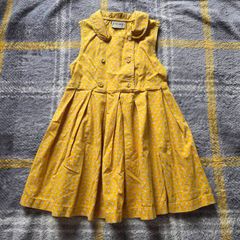 Vintage Style Next Girls Yellow Ditsy Floral Pleated Dress (3-4 Yrs)
