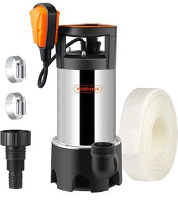 Submersible Water Pump with Anti-Kinking 8m Hose (1100W) - Drain Dirty or Clean Water from Pond, Swimming Pool, Hot Tub, Flooded Cellar - with Float Switch & Hose Connector - 10m Power Cable (FREE POSTAGE)