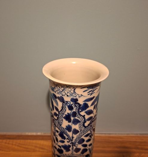 Chinese Porcelain cylinder vase Kangxi Mark 19th Century Brush Pot