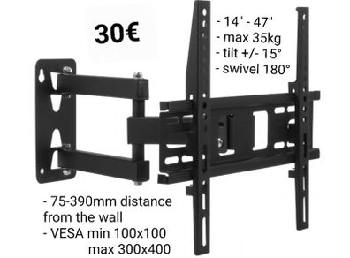 TV Wall Mount Bracket Tilt Swivel Full Motion 14-47" TV