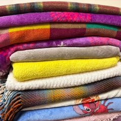 x13 Bedspreads Blankets Various Sizes and Conditions (mostly Flannel Fleece Blankets)