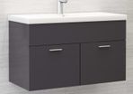 Sink Cabinet with Built-in Basin High Gloss Grey Chipboard