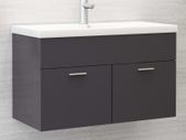 Sink Cabinet with Built-in Basin High Gloss Grey Chipboard