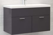Sink Cabinet with Built-in Basin High Gloss Grey Chipboard