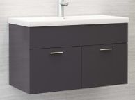 main image for ad Sink Cabinet with Built-in Basin High Gloss Grey Chipboard