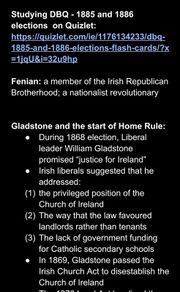 H1 Leaving Cert History Notes pdf (with quizlet link included) DBQ 1885 and 1886 Elections