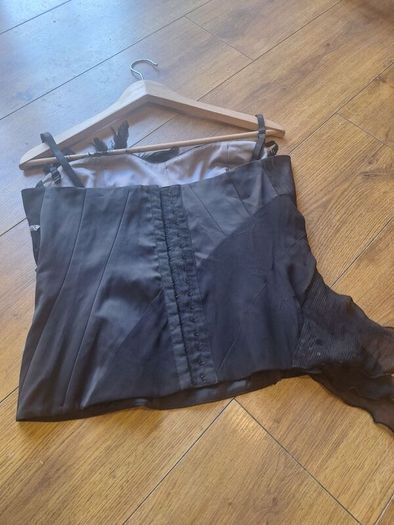 vintage y2k karen millen 100% silk feather sequin corset top uk 14