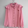 Pre Owned Dunnes Stores Pink Striped Ruffle Blouse Image 4