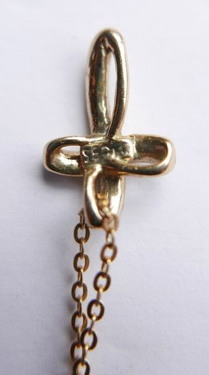Vintage Gold Plated and Blue Austrian Crystal Cross Necklace length 16"
