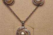 Bargain.Sterling Silver Cultured Pearl and Natural Zircon Pendant and Earrings Set