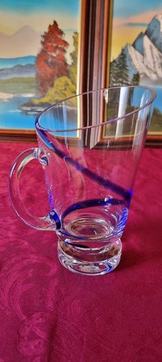 Antique Kilkenny Cobalt Blue Swirl Glass Large Footed Water Jug /Pitcher