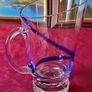 Antique Kilkenny Cobalt Blue Swirl Glass Large Footed Water Jug /Pitcher Image 3