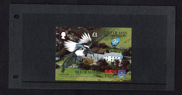 1994 Isle of Man Calf of Man Bird Observatory/ Hong Kong 94 Commemorative Stamp Miniature Sheet Presentation Pack