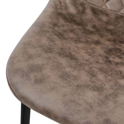 Set of 4 Brown Faux Leather Dining Chairs with Black Metal Legs