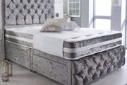 Hilton Divan Double &amp; King Size Chesterfield Bed Frame With Mattress Opt