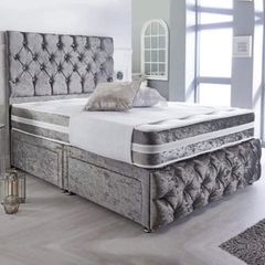 Hilton Divan Double & King Size Chesterfield Bed Frame With Mattress Opt