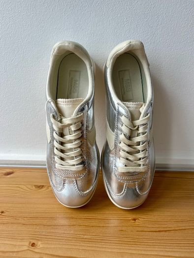 M&S silver leather sneakers size 4