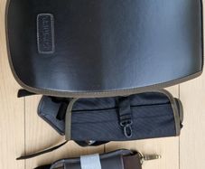 Triumph waxed cotton tank bag.