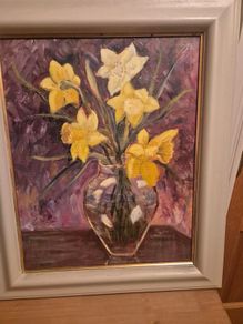 oil painting,daffodils in a vase by Jacqueline Healy