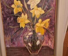 oil painting,daffodils in a vase by Jacqueline Healy