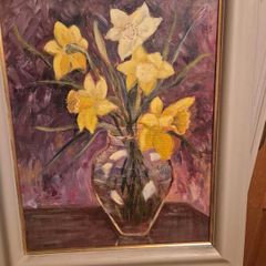 oil painting,daffodils in a vase by Jacqueline Healy