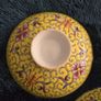 Vintage Chinese Jingdezhen Gaiwan Tea Bowl and Spoon Set Yellow Longevity Pattern Image 2