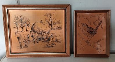 Two Joel Kirk Vintage Copper Etchings