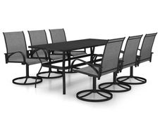7 Piece Garden Dining Set Textilene and Steel