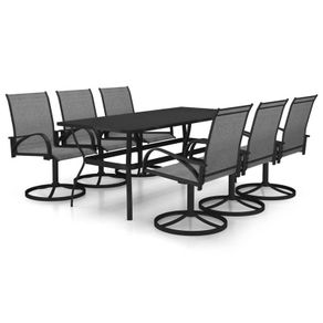 7 Piece Garden Dining Set Textilene and Steel