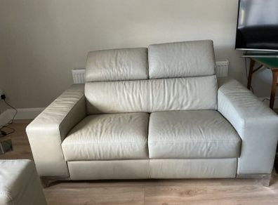 Grey 2 seater leather sofa