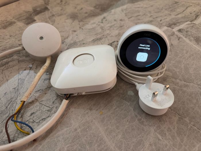 Nest thermostat, stand, boiler controller