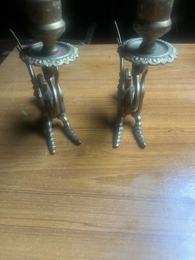 2 Antique solid brass  Dragon  candle sticks