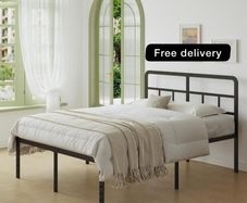 King Size Bed Frame 5ft with Curved Headboard, Heavy Duty