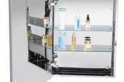 Modern Single Door Mirror Cabinet Storage Organizer Wall Mount Household Bathroom With Anti-Fog LED Mirror Cabinet