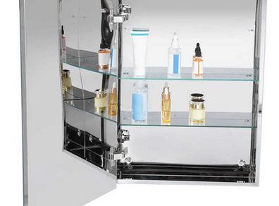 Modern Single Door Mirror Cabinet Storage Organizer Wall Mount Household Bathroom With Anti-Fog LED Mirror Cabinet