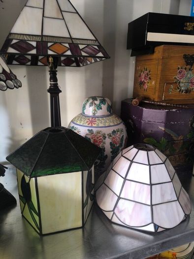 Stained glass shades and lamps