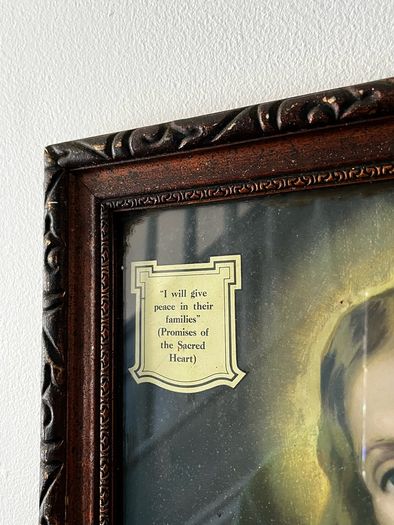 Antique Sacred Heart of Jesus Chromolithograph Framed c.1930s