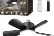 Socket Ceiling Fans with Lights and Remote, E27 Screw in Fan Light 2000LM, LED Ceiling Fan with 900PRM-6 Speeds, 3 Colour Dimmable, Quiet Light Bulb Fan for Bedroom, Kitchen, Garage,Bathroom