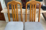 2 x Solid High Back Padded Wooden Kitchen Dining Chairs - Can Deliver
