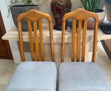 2 x Solid High Back Padded Wooden Kitchen Dining Chairs - Can Deliver