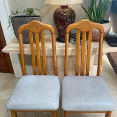 2 x Solid High Back Padded Wooden Kitchen Dining Chairs - Can Deliver