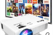 Projector with Projection Screen 1080P Full HD Supported, Upgraded 6500 Lux Video Projector Compatible with TV Stick PS4 HDMI USB AV (FREE POSTAGE)
